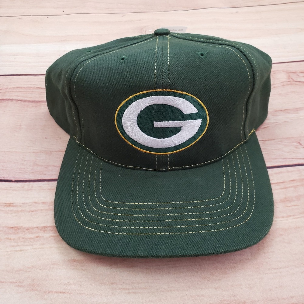 Vintage Green Bay Packers Hat Cap Snap Back NFL Football Men Green Yellow 90s A1